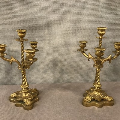 Pair of miniature bronze sculptures in vintage 19 th Napoleon III