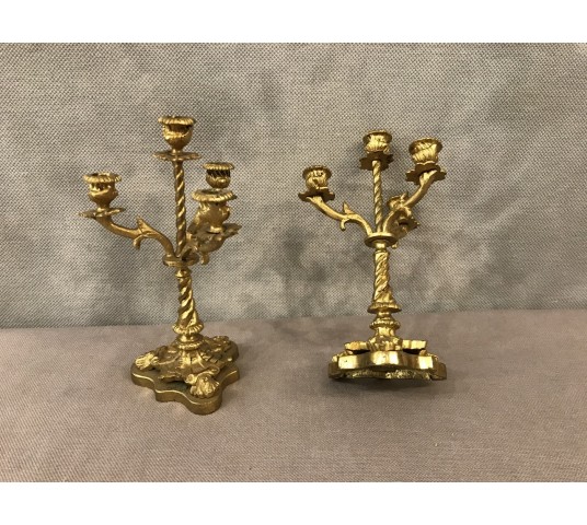 Pair of miniature bronze sculptures in vintage 19 th Napoleon III