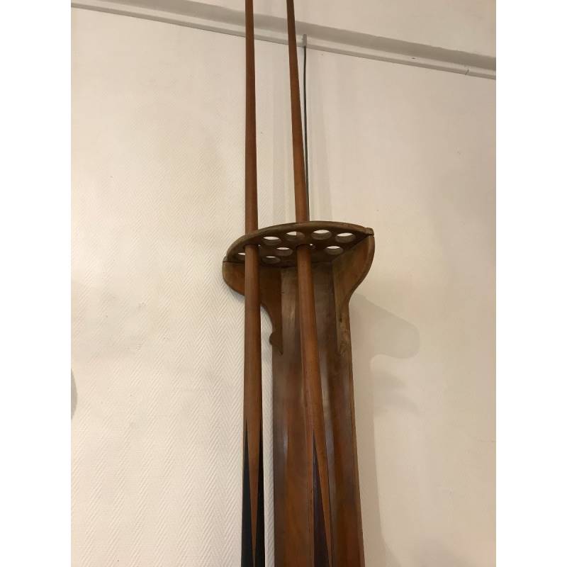 Râtelier à Queues De Billard Ancien - Porte-cannes Mural Vintage