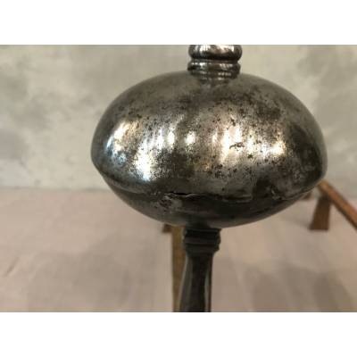 Paire de chenets anciens en fer d'époque fin 17 ème