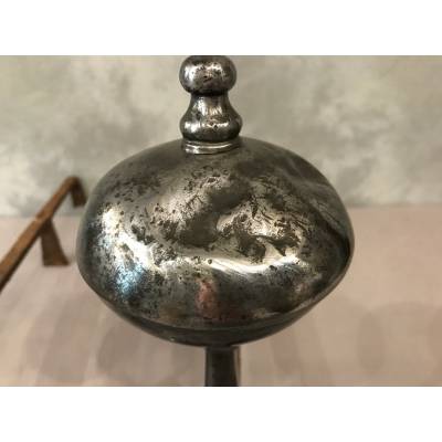 Paire de chenets anciens en fer d'époque fin 17 ème
