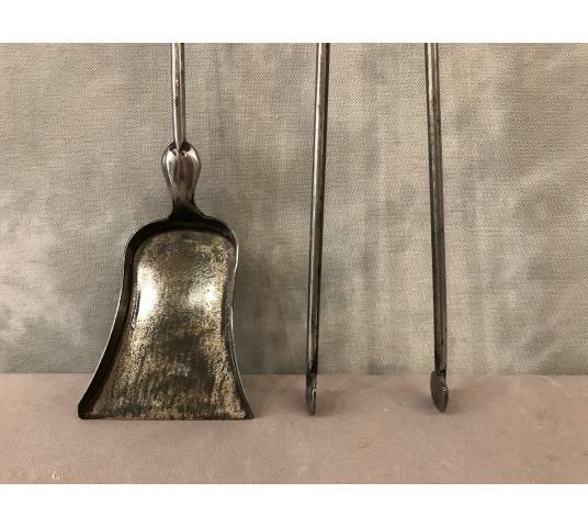 Set of a shovel and an iron and brass chimney rinse 19 th