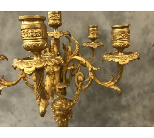 Pair de candélabres en bronze gilt of epoch 19 th