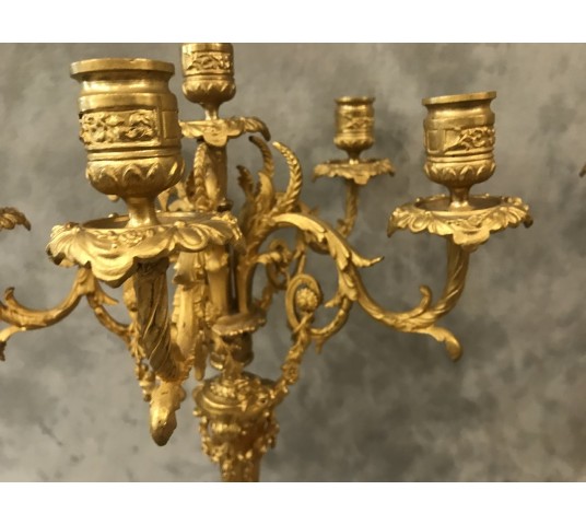 paire de candélabres en bronze doré d'époque 19ème-siècle