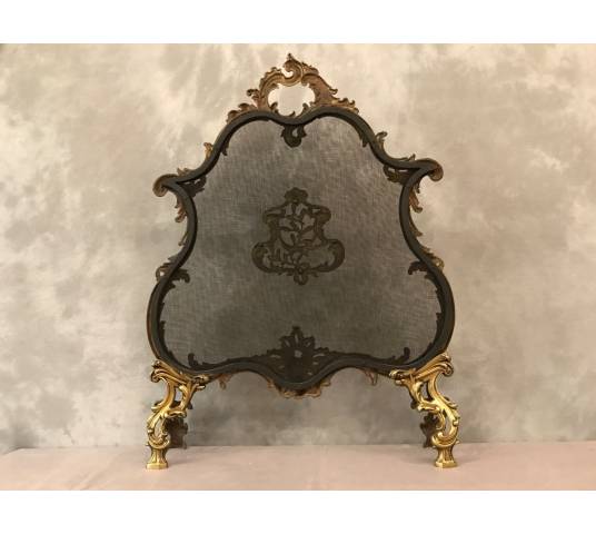 petit écran de cheminée ancien d'époque 19 ème de style Louis XV