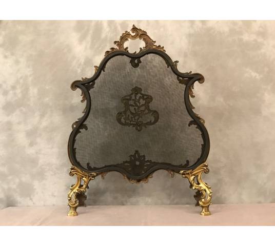 Small antique fireplace screen 19 th of the Louis XV style