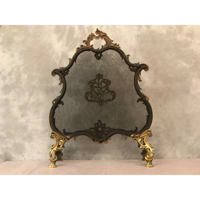 petit écran de cheminée ancien d'époque 19 ème de style Louis XV