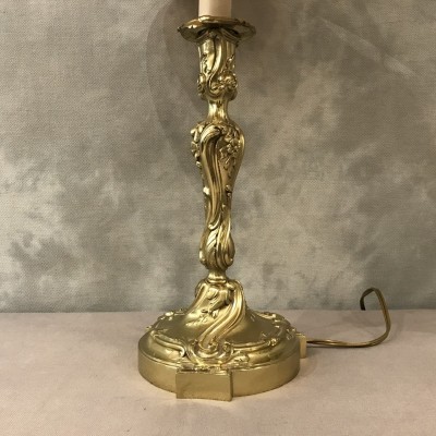 Bougeoir en bronze poli et vernis d'époque 19 ème