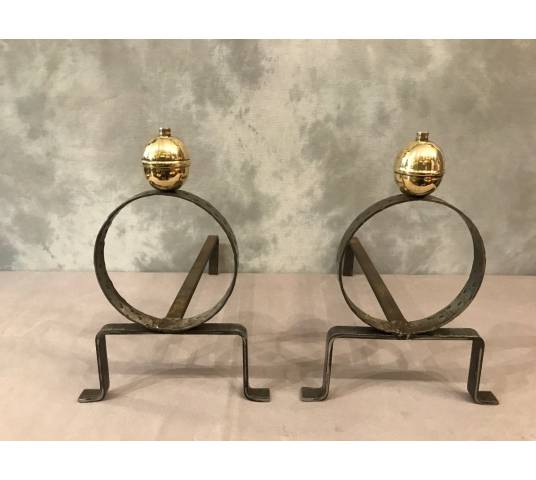 Iron channels and polished brass ball circa 1950/1960