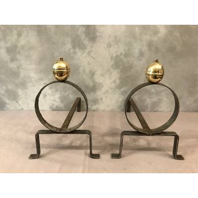 Iron channels and polished brass ball circa 1950/1960