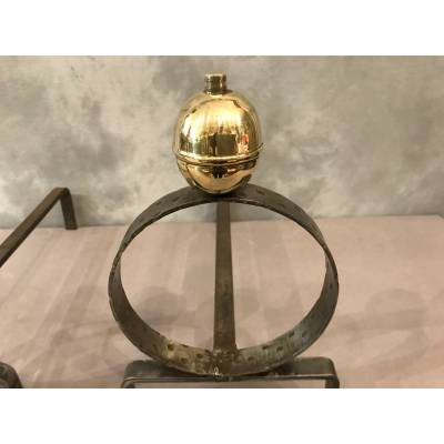 Iron channels and polished brass ball circa 1950/1960