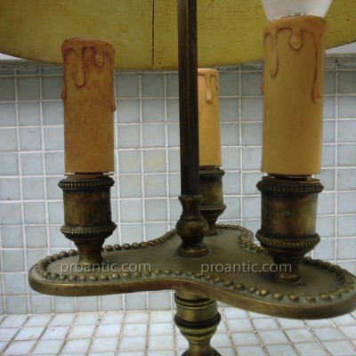 Lampe bronze bouillotte with 3 lights of period end 19 th