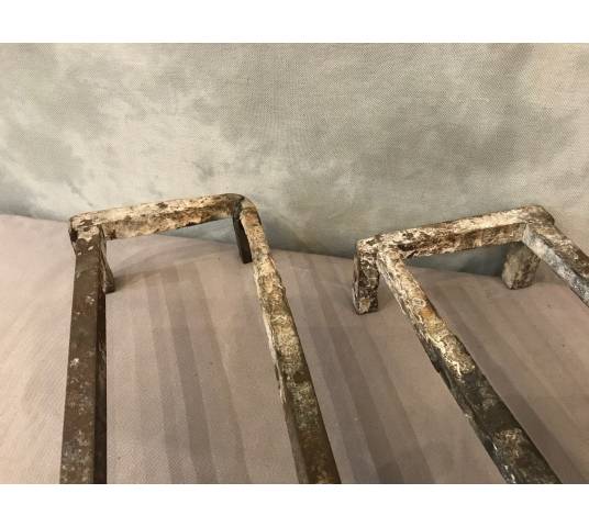 Pair of era polished iron tracks 18 th Louis XV