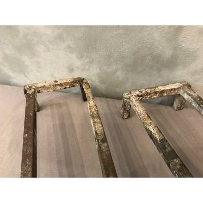 Pair of era polished iron tracks 18 th Louis XV