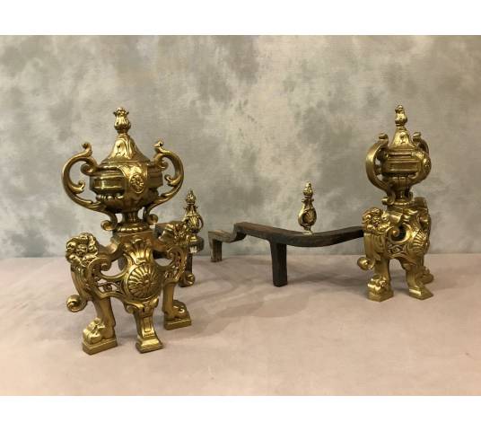 Bronze Age Chenets 19 th of style Napoleon III Baroque