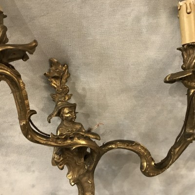 Paire d'appliques aux Chinois en bronze d'époque 19 ème