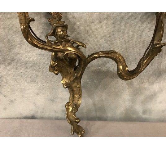 Paire d'appliques aux Chinois en bronze d'époque 19 ème