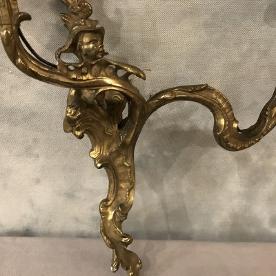 Paire d'appliques aux Chinois en bronze d'époque 19 ème