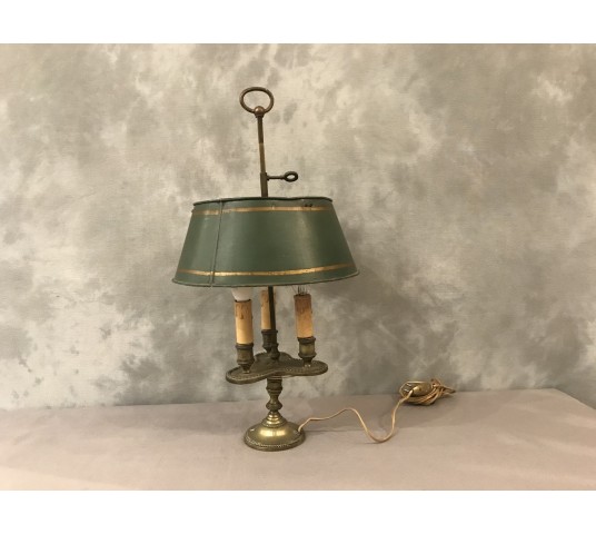 Lampe bouillotte en bronze à 3 lumières d'époque fin 19 ème