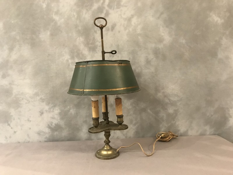 Lampe bronze bouillotte with 3 lights of period end 19 th