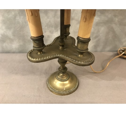 Lampe bronze bouillotte with 3 lights of period end 19 th