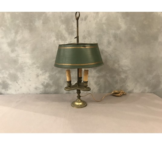 Lampe bouillotte en bronze à 3 lumières d'époque fin 19 ème