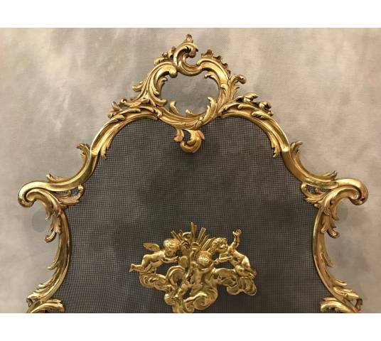 Firewall fireplace screen with a bronze fireplace 19 th of the Louis XV style
