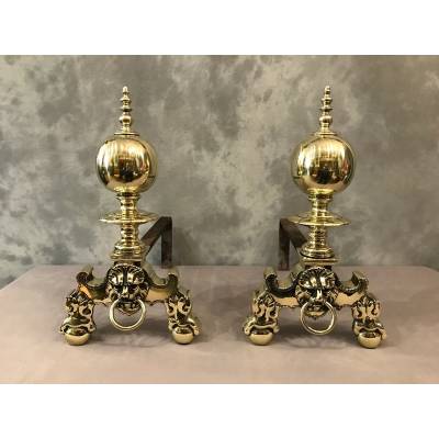 Pair of Dutch bronze and vintage brass 19 th