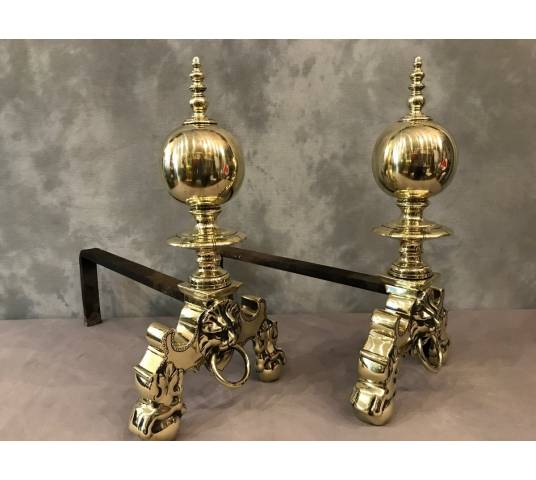 Pair of Dutch bronze and vintage brass 19 th