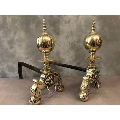 Pair of Dutch bronze and vintage brass 19 th