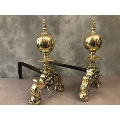 Pair of Dutch bronze and vintage brass 19 th