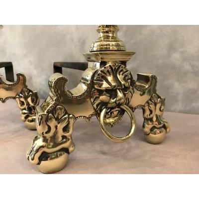 Pair of Dutch bronze and vintage brass 19 th