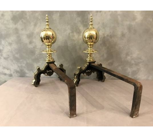 Pair of Dutch bronze and vintage brass 19 th