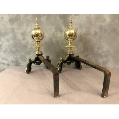 Pair of Dutch bronze and vintage brass 19 th