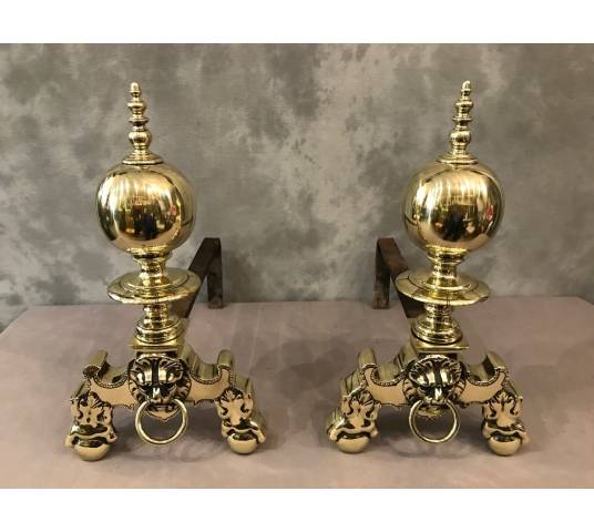 Pair of Dutch bronze and vintage brass 19 th