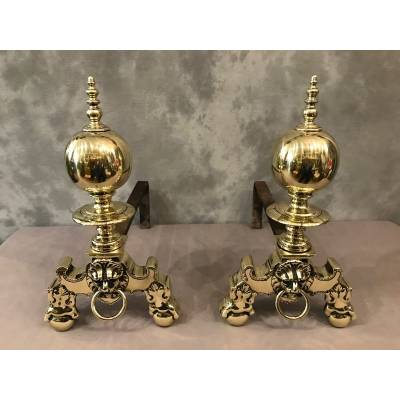 Pair of Dutch bronze and vintage brass 19 th