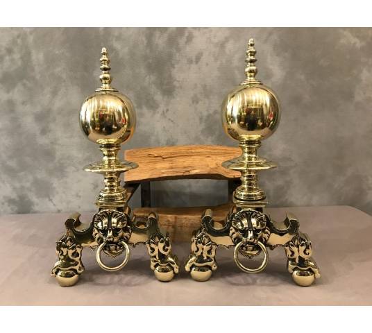 Pair of Dutch bronze and vintage brass 19 th