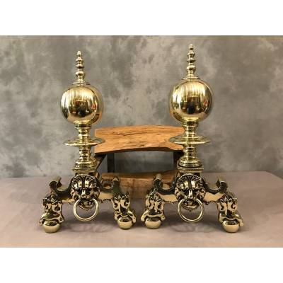 Pair of Dutch bronze and vintage brass 19 th