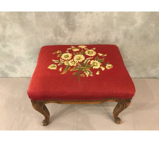 Tabouret en bois de hêtre de style Louis XV XXème