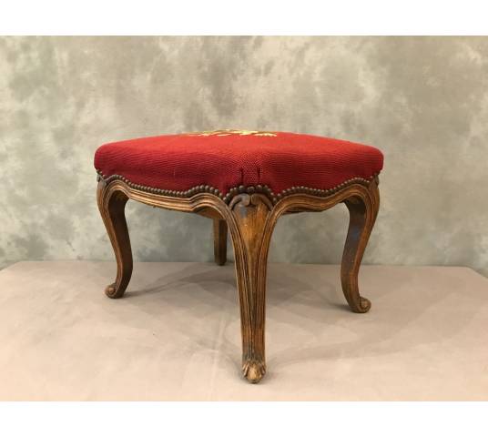 Tabouret en bois de hêtre de style Louis XV XXème