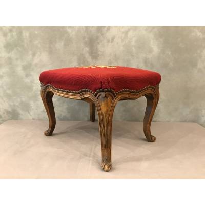 Tabouret en bois de hêtre de style Louis XV XXème