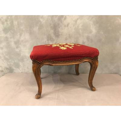 Tabouret en bois de hêtre de style Louis XV XXème