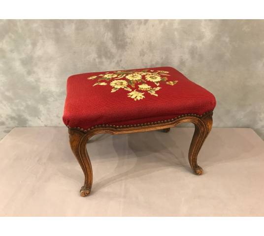 Tabouret en bois de hêtre de style Louis XV XXème