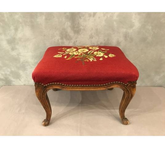 Tabouret en bois de hêtre de style Louis XV XXème