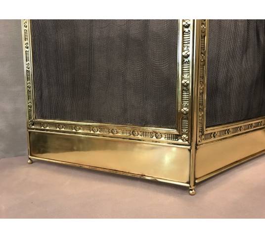 Pare fire of antique fireplace in vintage pressed brass 19 th
