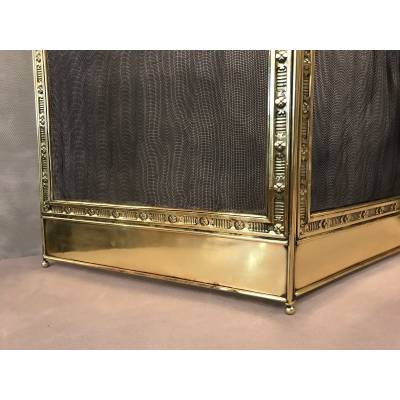 Pare fire of antique fireplace in vintage pressed brass 19 th