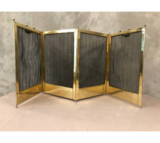 Pare fire of antique fireplace in vintage pressed brass 19 th