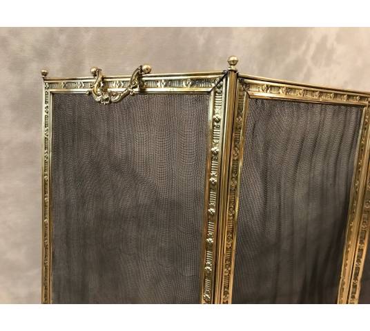 Pare fire of antique fireplace in vintage pressed brass 19 th
