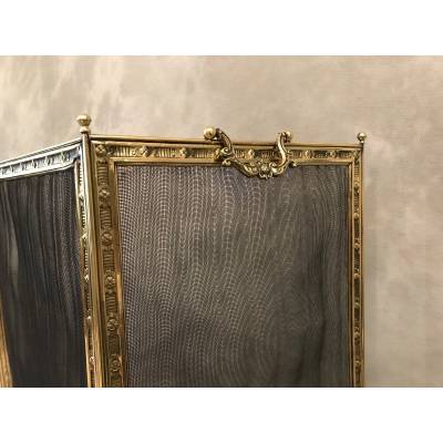 Pare fire of antique fireplace in vintage pressed brass 19 th