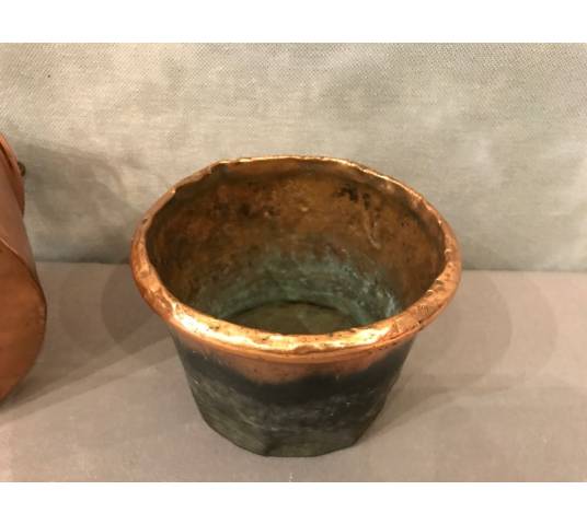 Period copper glue pot 18 th with bath bath